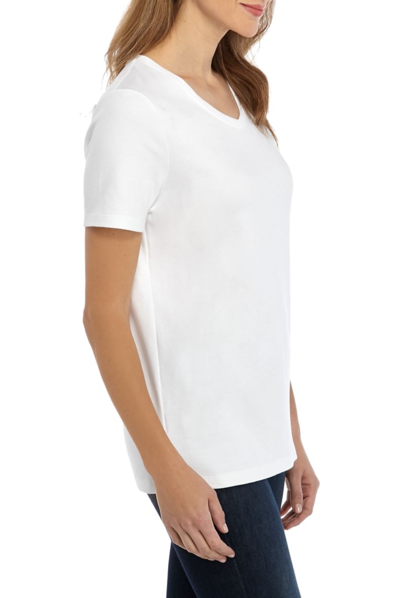 Womens Perfectly Soft Short Sleeve V-Neck T-Shirt                                                        