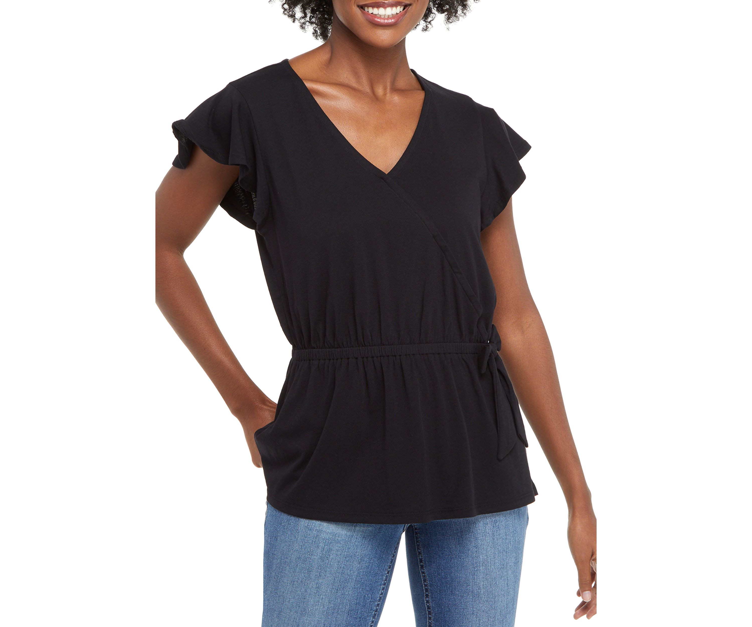 Womens Short Sleeve Wrap Top 