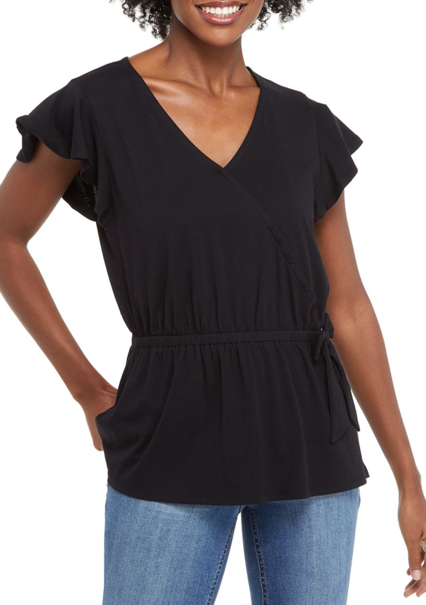 Womens Short Sleeve Wrap Top 