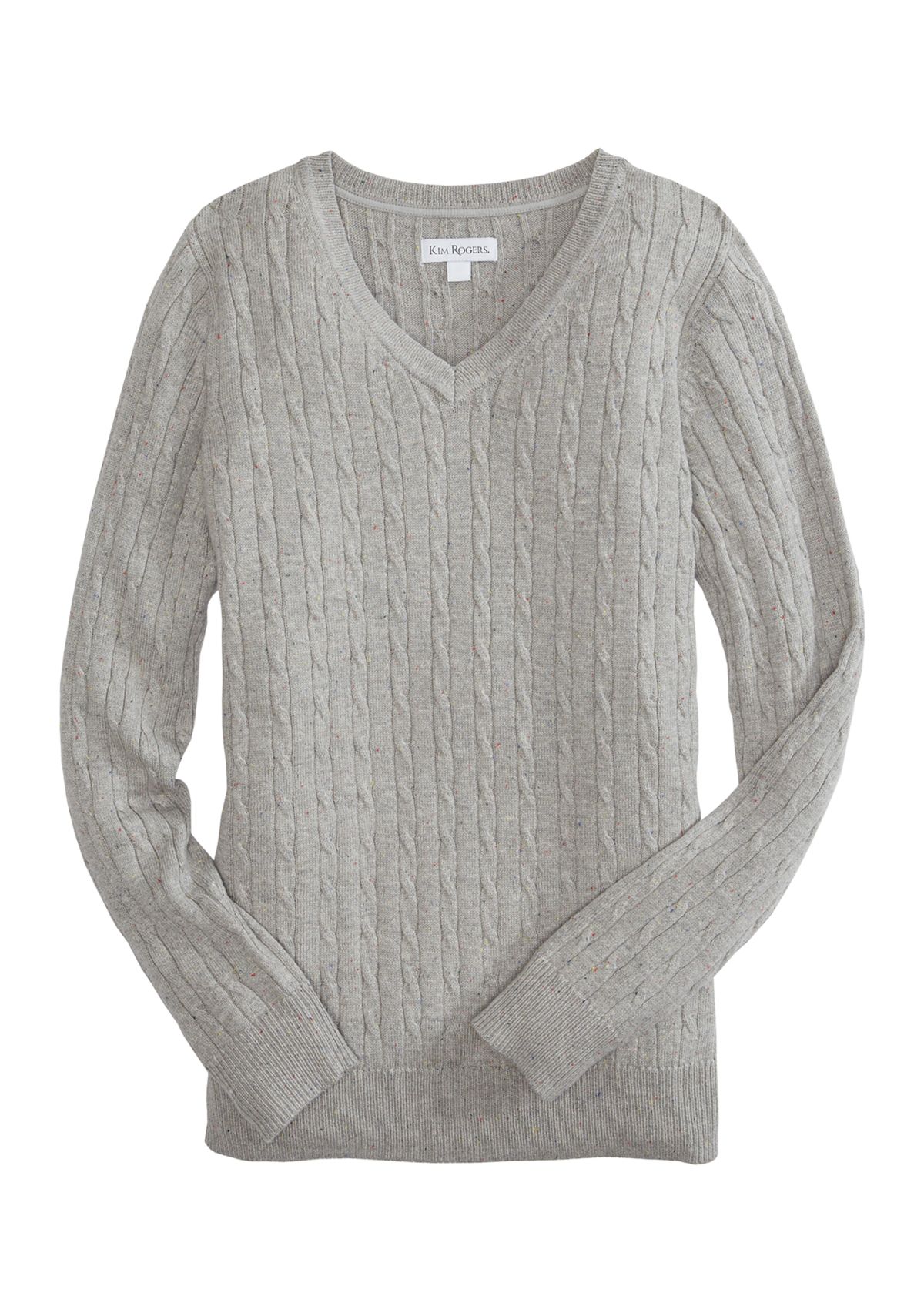 Womens Cable Knit V-Neck Sweater