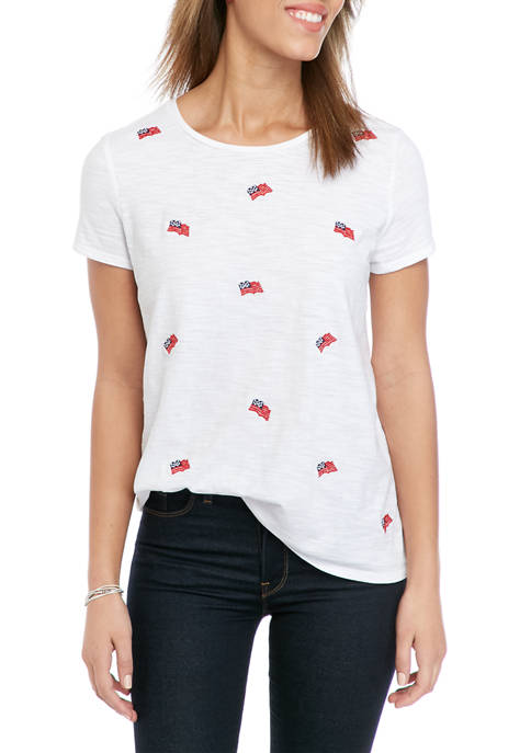 Kim Rogers® Womens Short Sleeve Embellished Art T-Shirt