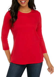 Kim Rogers® Women's Perfectly Soft 3/4 Sleeve Crew Neck T-Shirt | belk