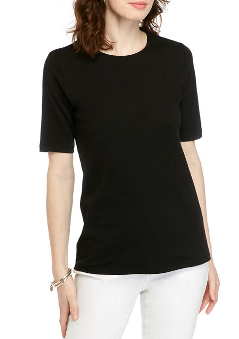 Kim Rogers® Women's Perfectly Soft Elbow Sleeve Crew Neck T-Shirt | belk