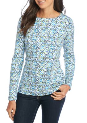 long sleeve printed top