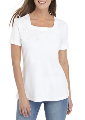 Kim Rogers® Short Sleeve Square Neck Top | belk