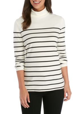 Kim Rogers® Long Sleeve Turtleneck Stripe Top | Belk