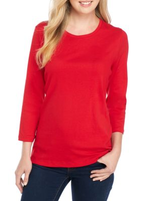 Kim Rogers® 3/4 Sleeve Crew Neck Mega Solid T-Shirt | belk