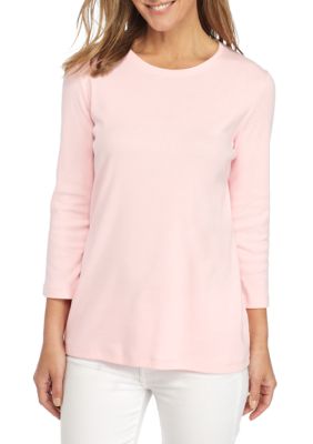 Kim Rogers® 3/4 Sleeve Crew Neck Mega Solid T-Shirt | belk