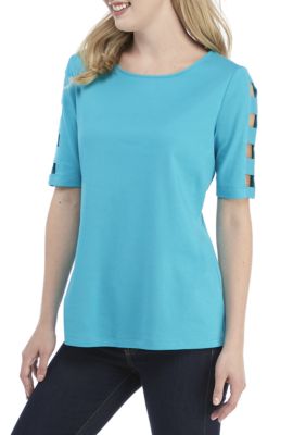 kim rogers 3 4 roll sleeve liano patchwork to