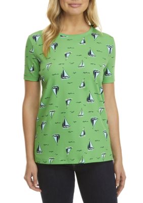 kim rogers short sleeve liano tropical print to