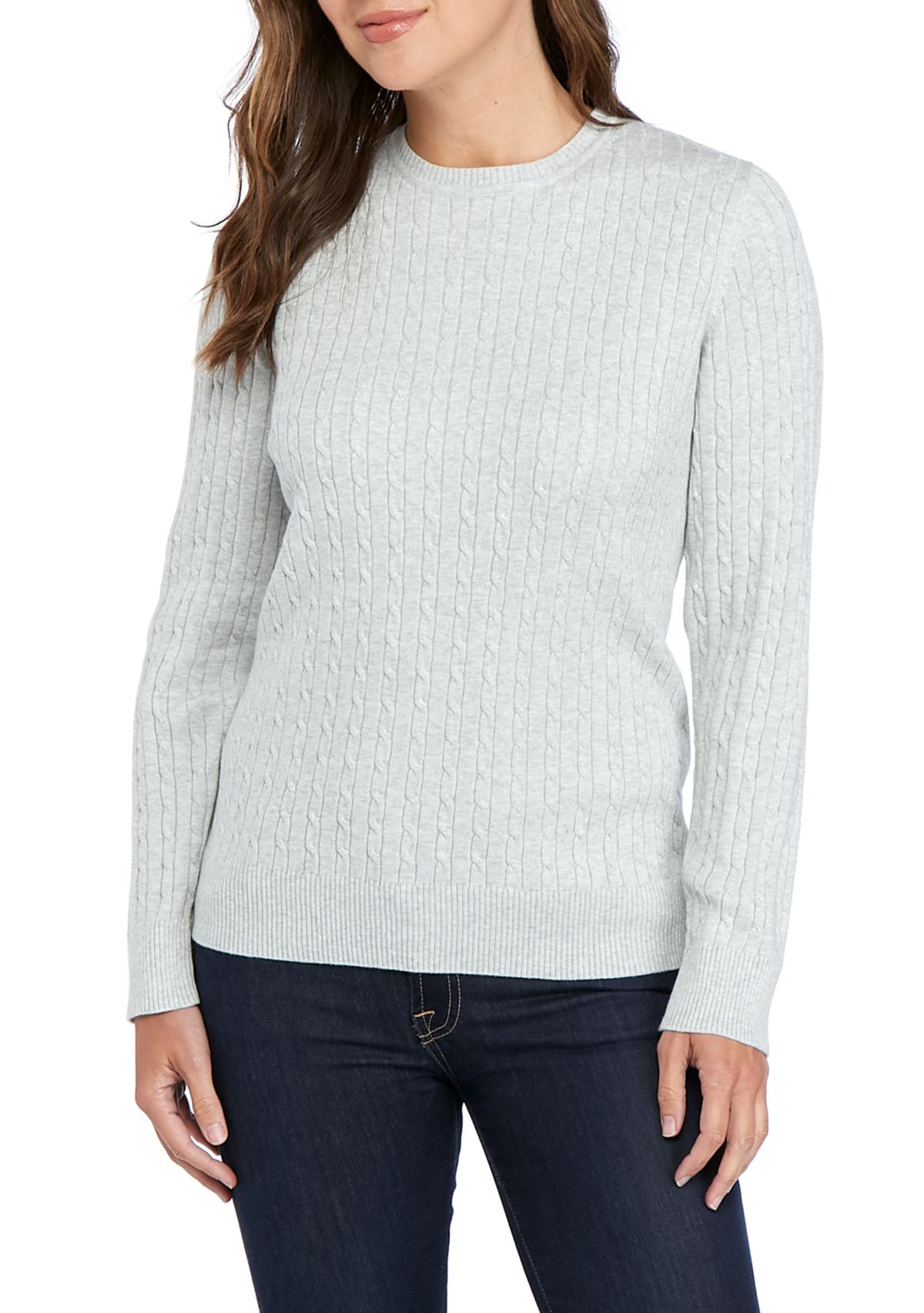 Long Sleeve Heather Cable Knit Sweater