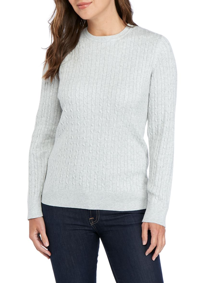 Long Sleeve Heather Cable Knit Sweater