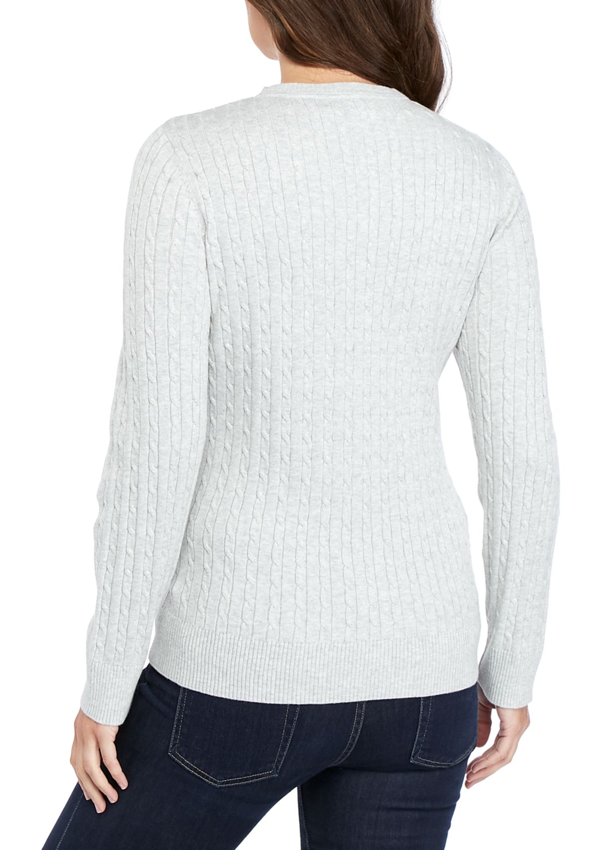 Long Sleeve Heather Cable Knit Sweater