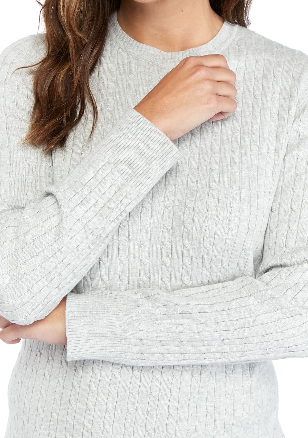 Long Sleeve Heather Cable Knit Sweater