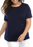 Plus Size Short Sleeve Solid T-Shirt