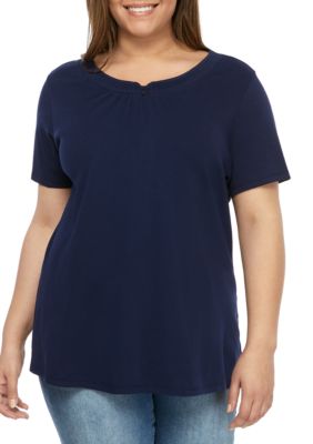 kim rogers petite button top with pleat