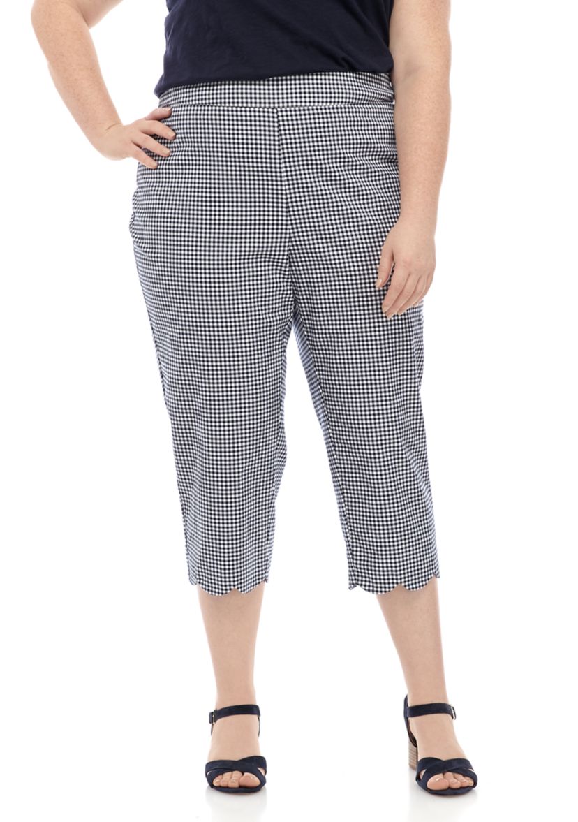Plus Size Scallop Hem Capri Pants 