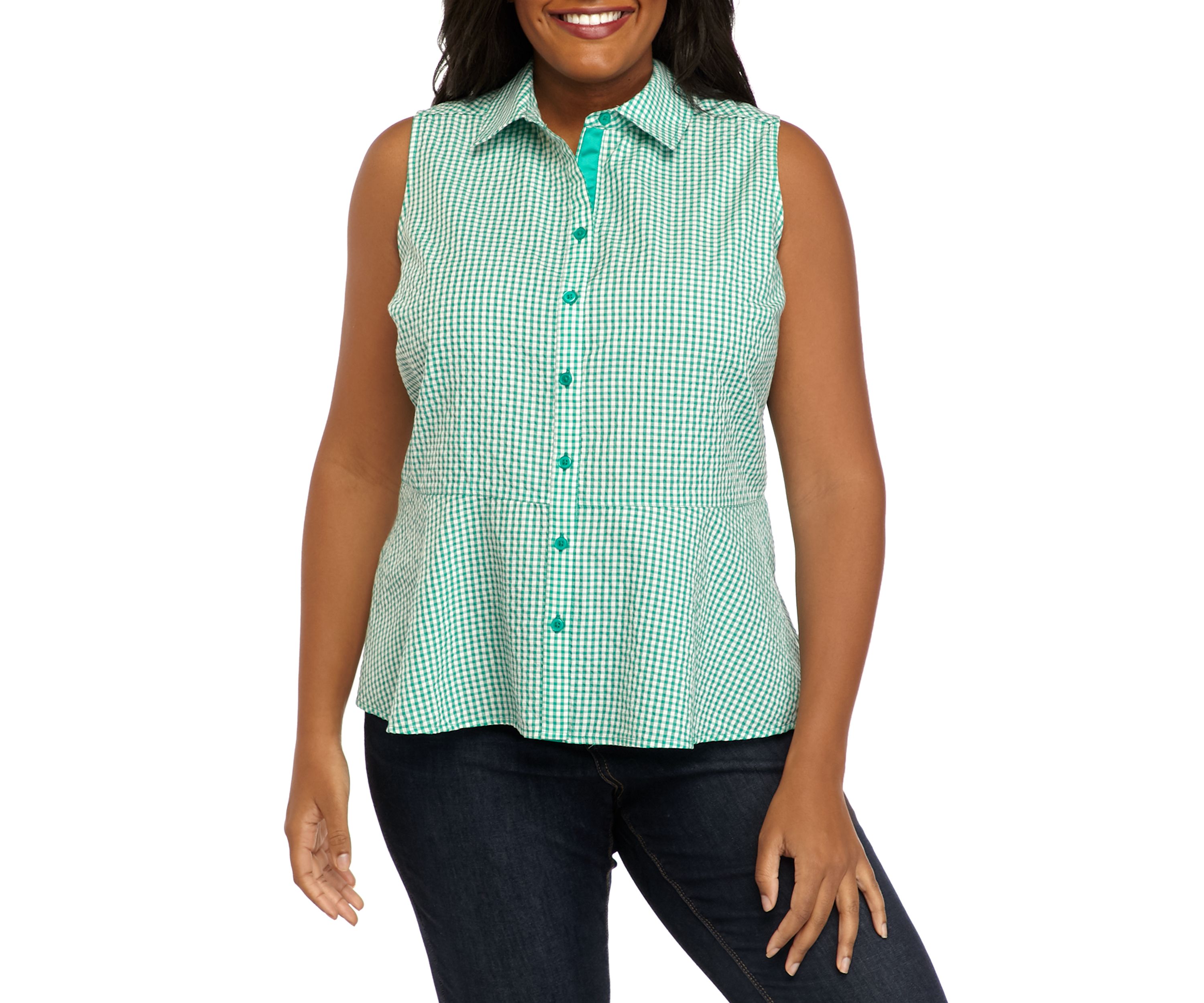 Plus Size Sleeveless Woven Peplum Top 