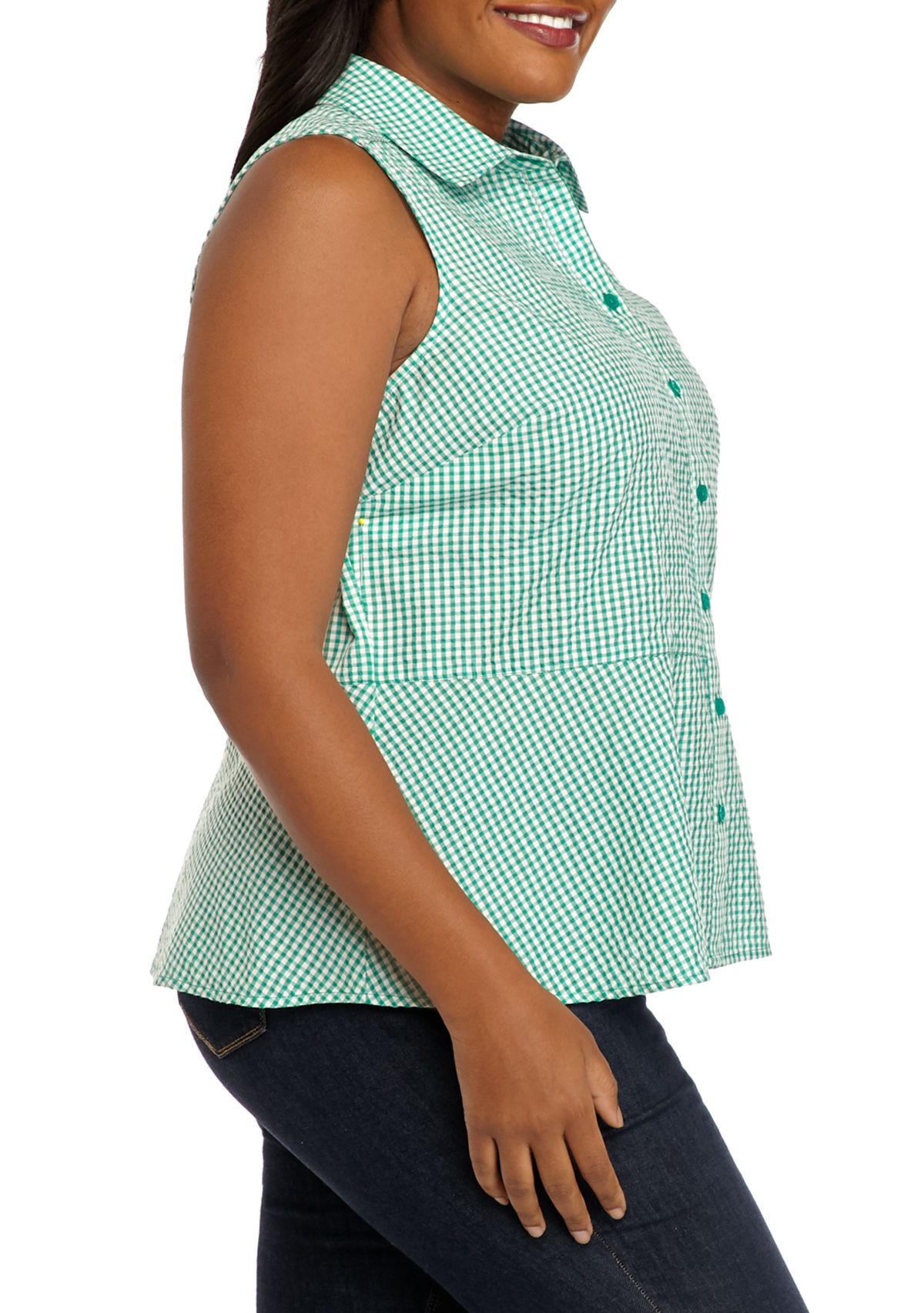 Plus Size Sleeveless Woven Peplum Top 