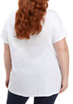  Plus Size Short Sleeve Drop Shoulder Art T-Shirt 