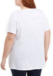  Plus Size Short Sleeve Drop Shoulder Art T-Shirt 