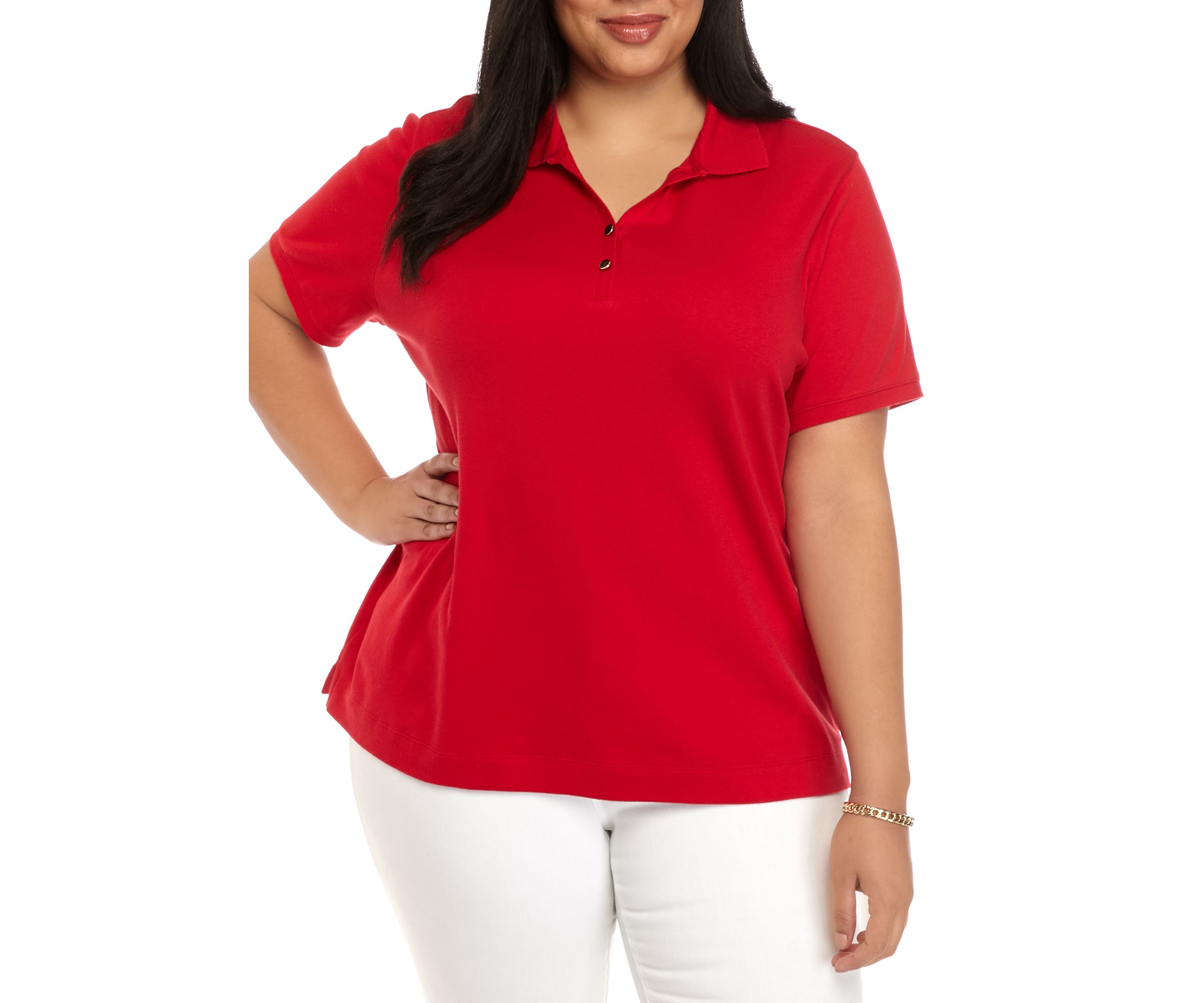 Plus Size Solid Polo Shirt