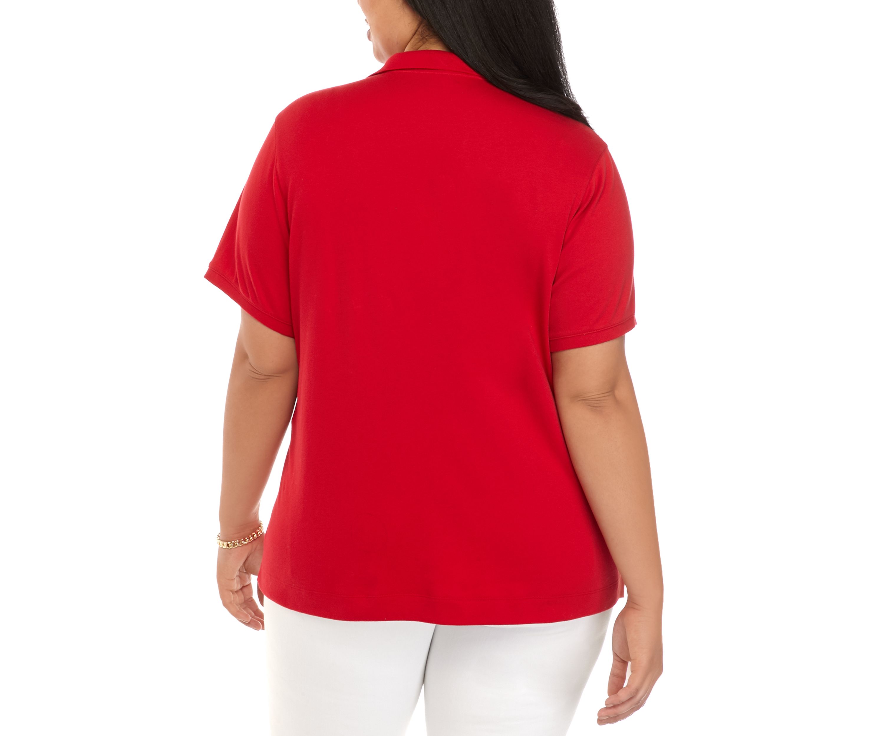 Plus Size Solid Polo Shirt