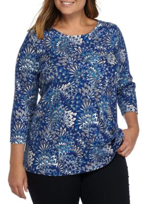 Kim Rogers® Plus Size Feather Print Top | belk