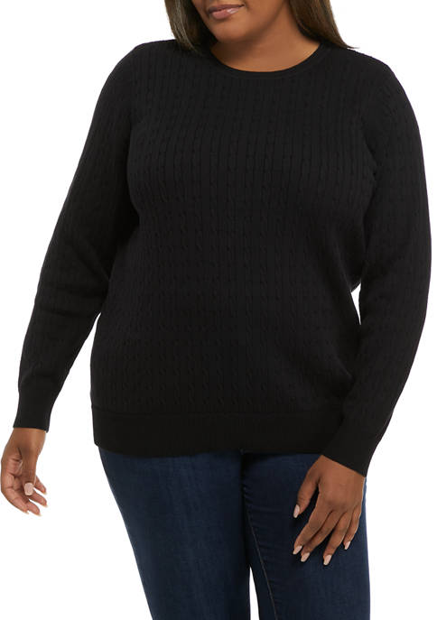 Kim Rogers® Plus Size Long Sleeve Cable Knit