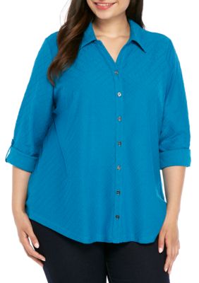 Kim Rogers® Plus Size Cap Sleeve Printed Liano Top | belk