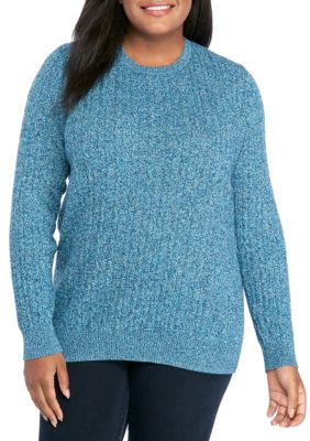 Kim Rogers® Plus Size Marled Cable Knit Sweater | belk