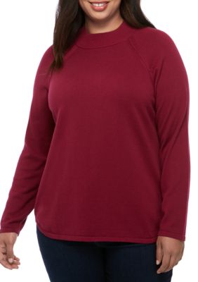 Kim Rogers® Plus Size Long Sleeve Mock Neck Sweater Belk