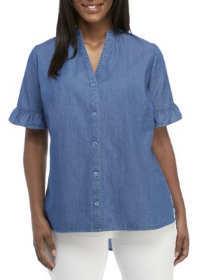 kim rogers plus size pleated button to
