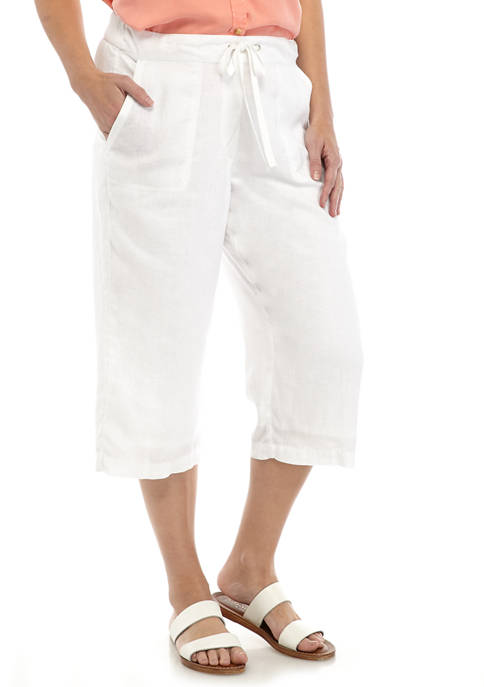 Kim Rogers® Womens Tie Linen Capri Pants