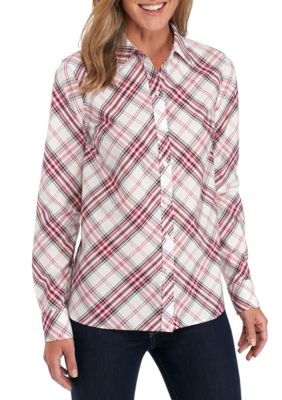 kim rogers 3 4 roll tab sleeve plaid zip to