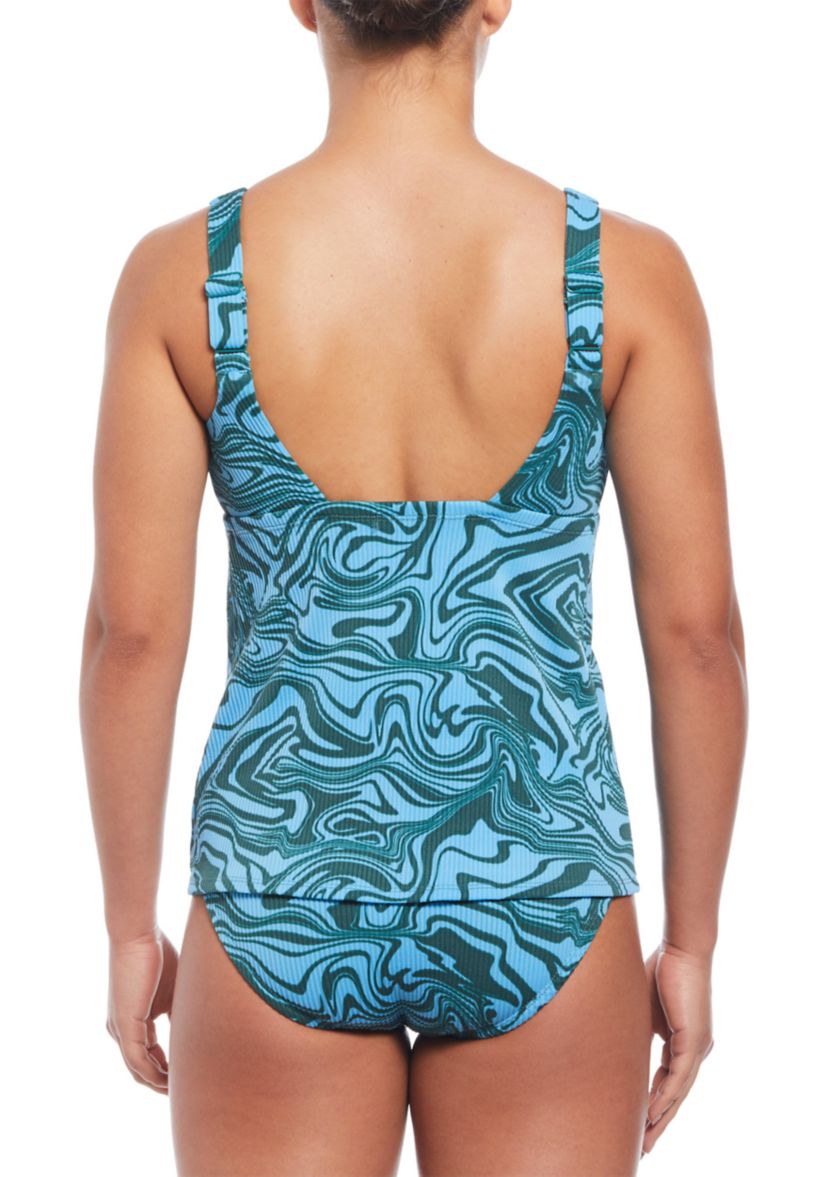 Swirl Scoop Neck Tankini Swim Top
