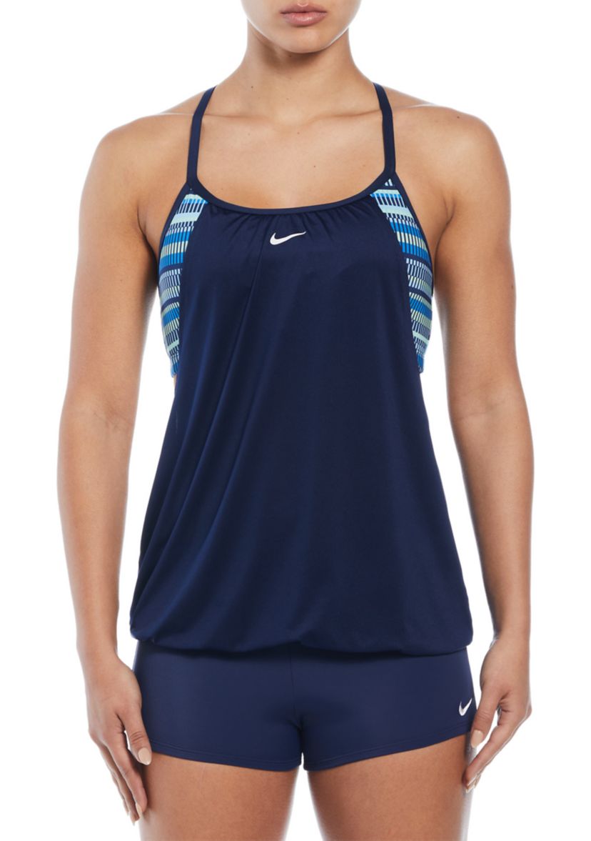 Digi Stripe Layered Tankini Swim Top