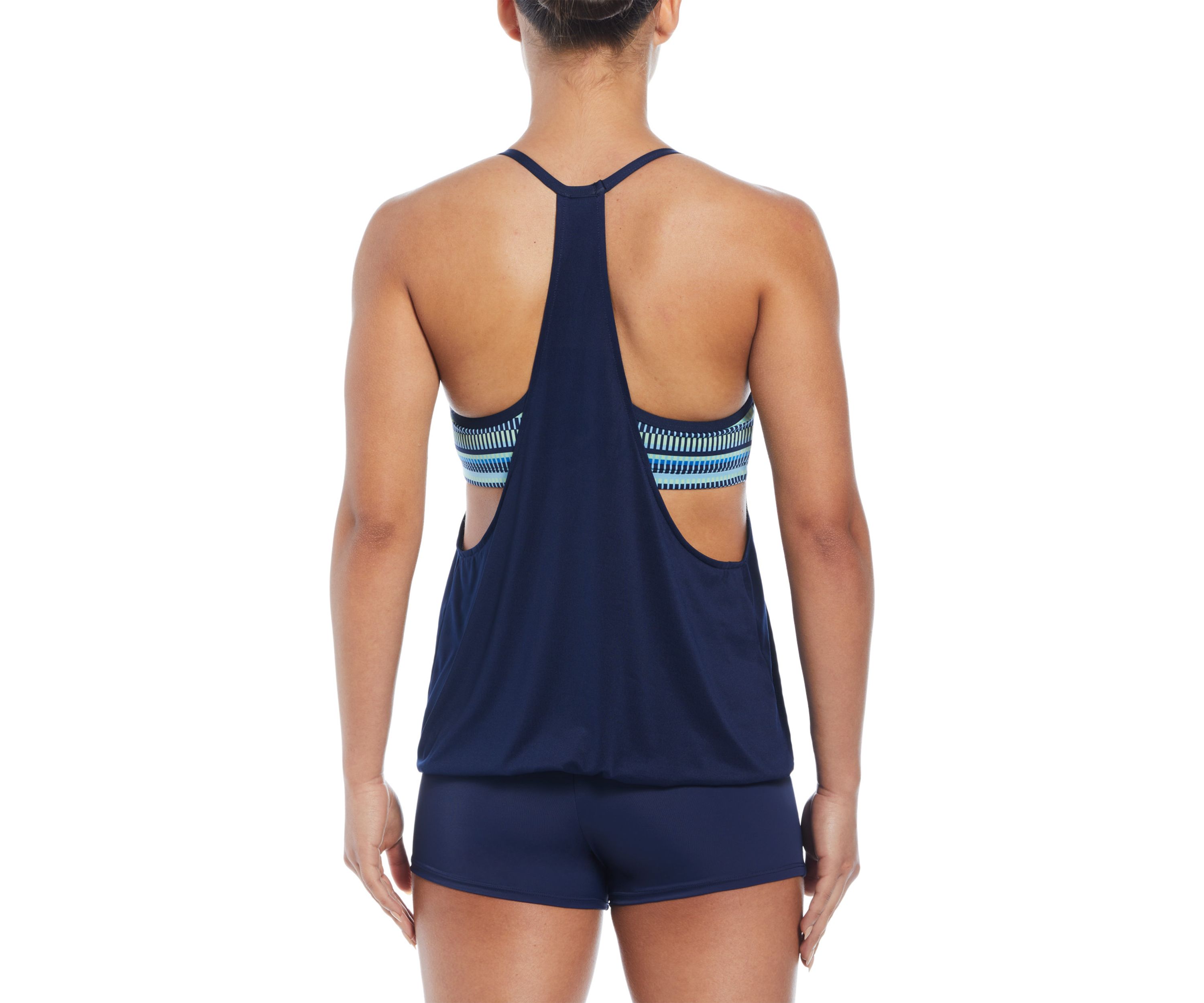 Digi Stripe Layered Tankini Swim Top