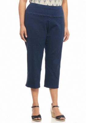 Kim Rogers® Plus Size Stretch Jersey Denim Capris - Belk.com