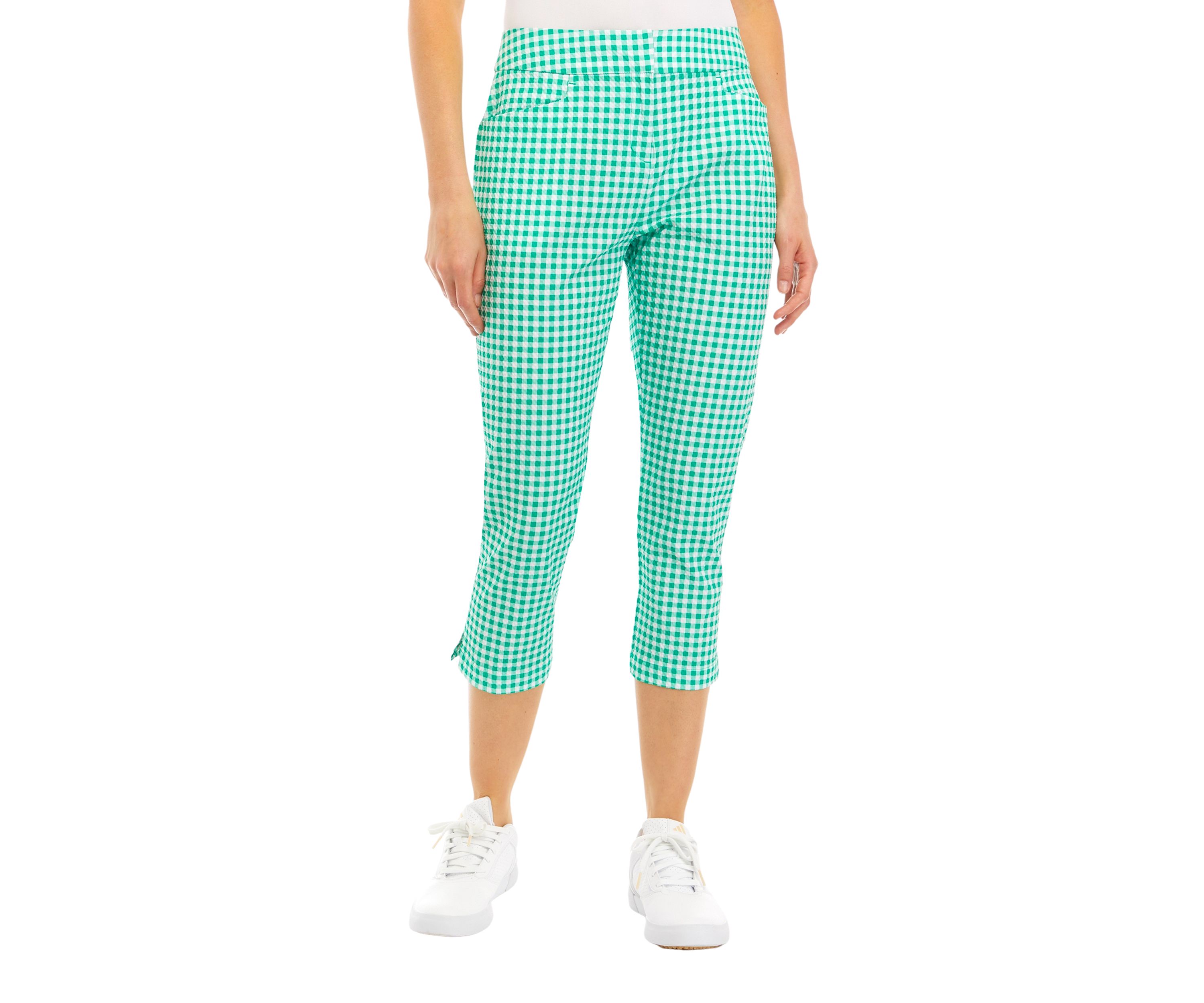 Womens Gingham Capri Pants