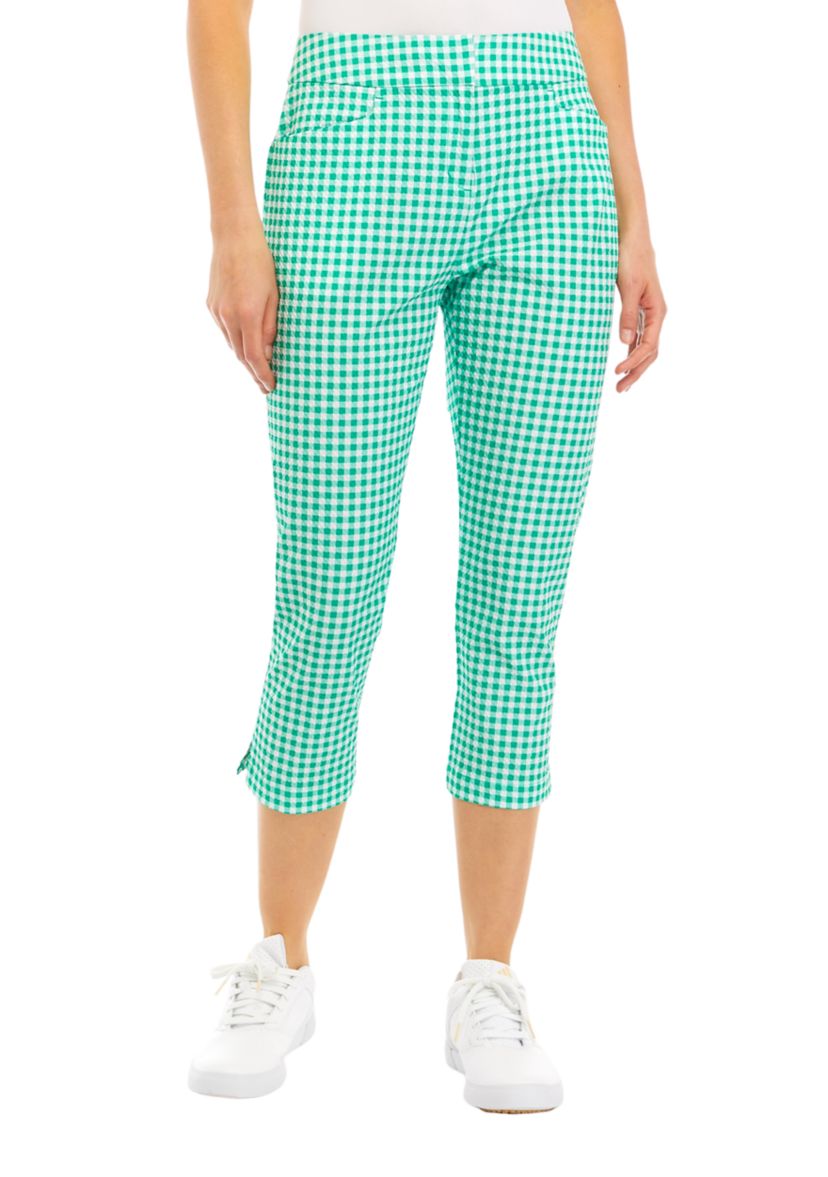 Womens Gingham Capri Pants