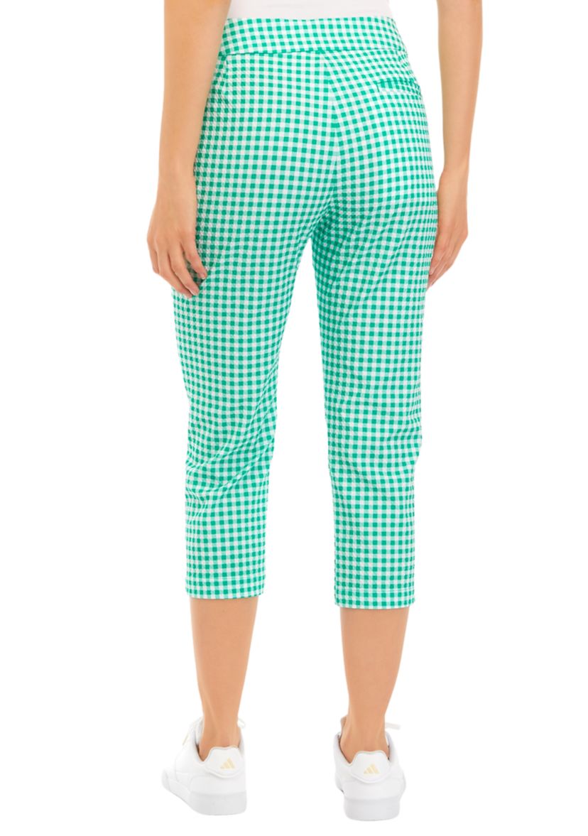 Womens Gingham Capri Pants