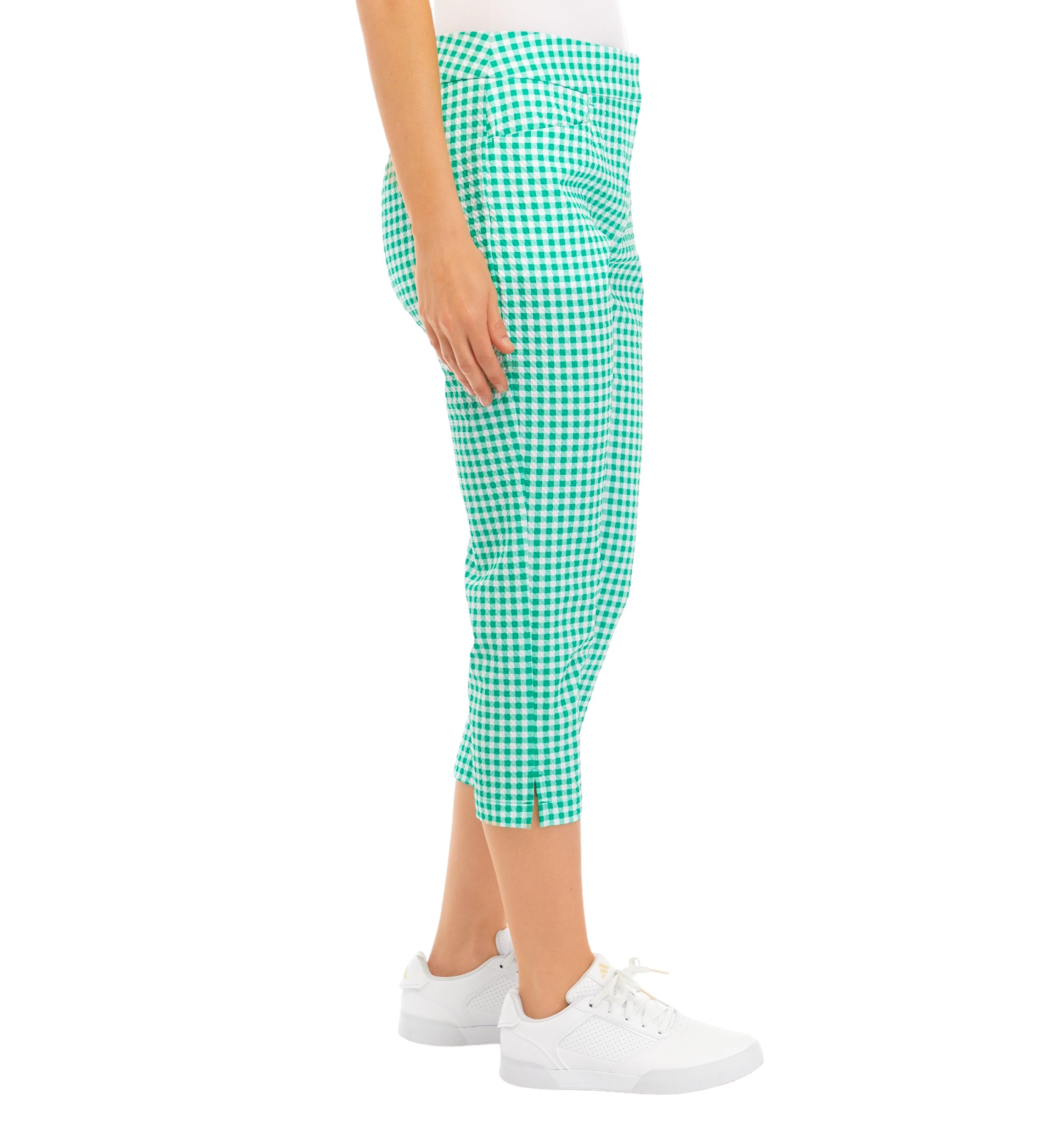 Womens Gingham Capri Pants