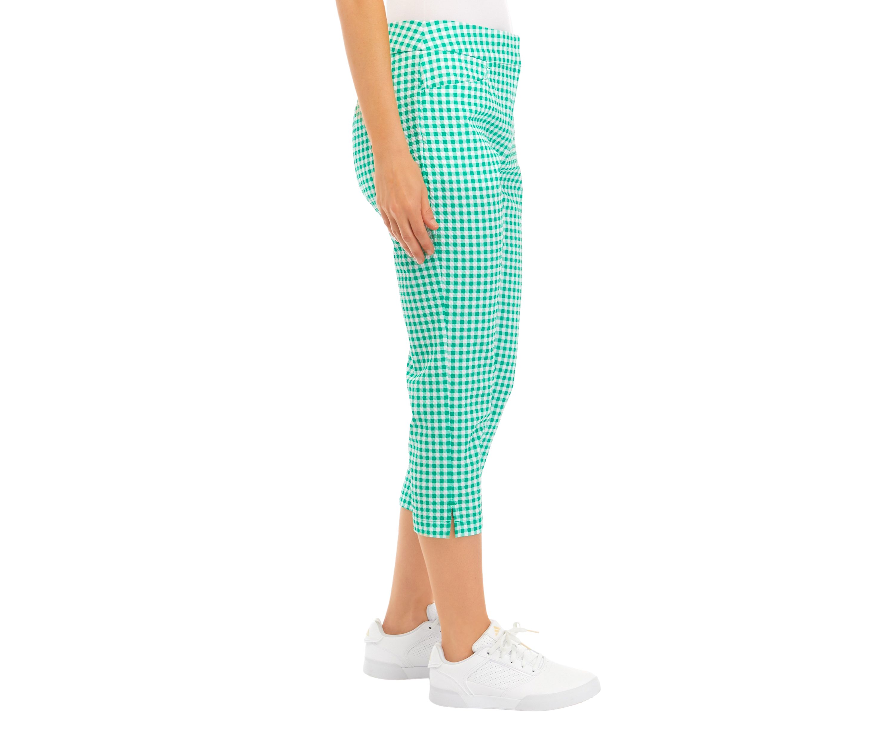 Womens Gingham Capri Pants