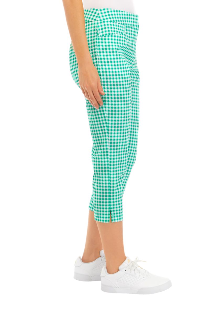 Womens Gingham Capri Pants