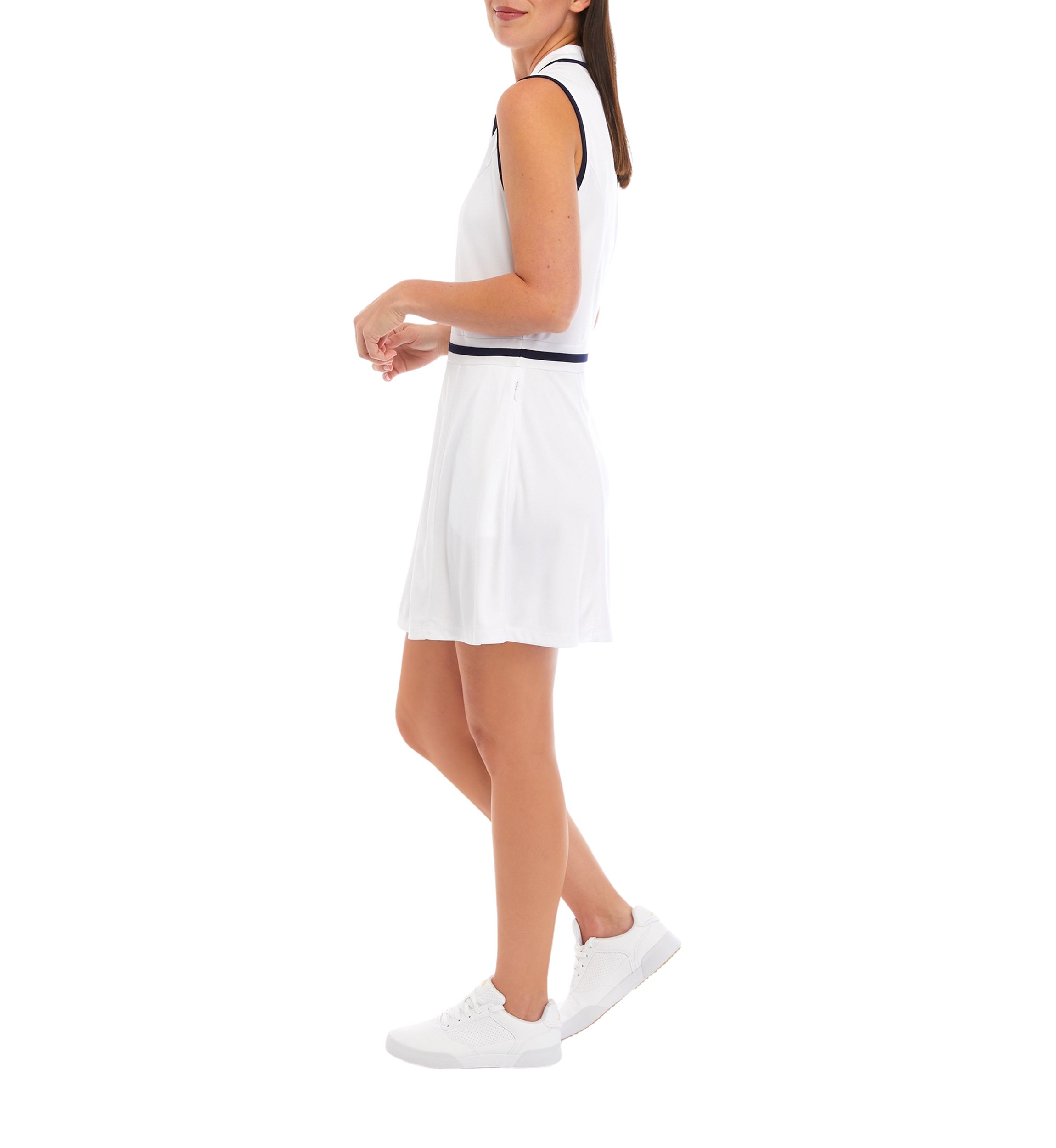Sleeveless Essential Color Block Flounce Polo Dress
