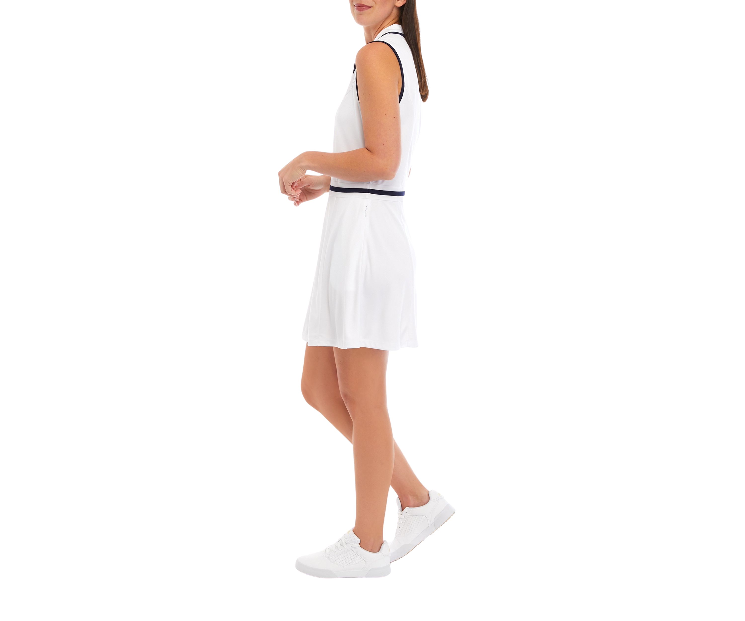 Sleeveless Essential Color Block Flounce Polo Dress
