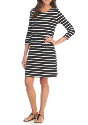 New Directions® 3/4 Sleeve Swing Stripe Dress | belk