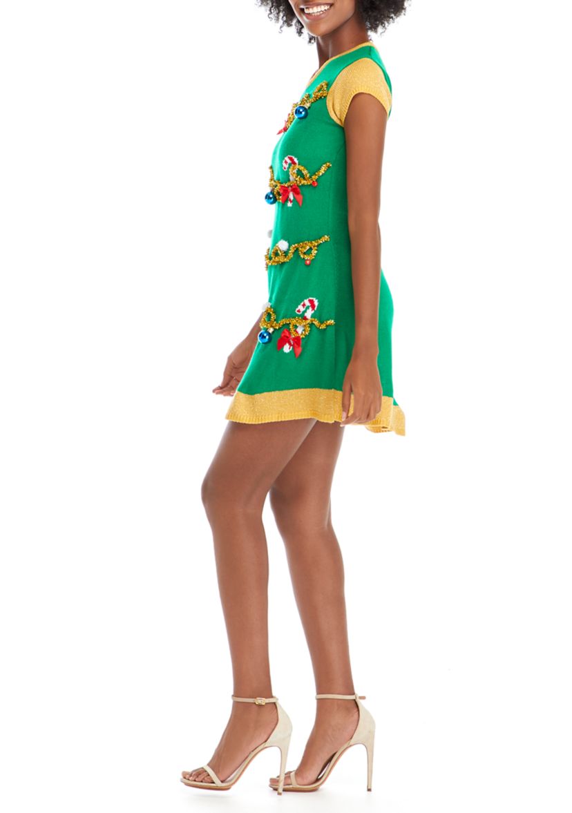 white christmas dresses Pink Mini Christmas Tree Dress – Geeda J Fashion Boutique main image 1