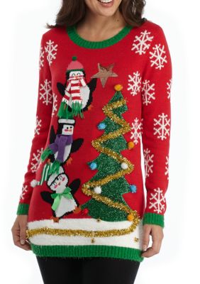 Joyland Long Sleeve Christmas Penguins Sweater | belk